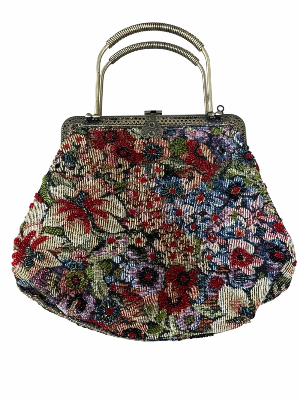 Vintage Floral Beaded Tapestry‎ Handbag and coin purse